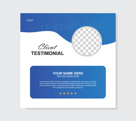 Client feedback review or client testimonial social media post template or web banner design.