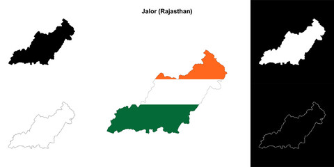 Jalor district (Rajasthan) blank outline map set