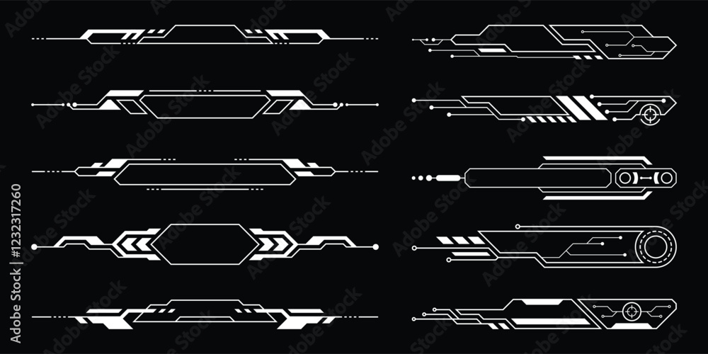 Poster sci-fi futuristic hud dashboard display virtual reality technology screen. user interface set. stati