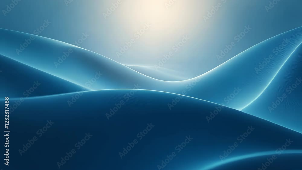 Poster mesmerizing blue ocean-inspired particle waves on gradient background evoking calmness elegance and 