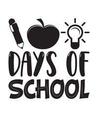 100 Days of School Graphics Design with Pen, Apple, and light