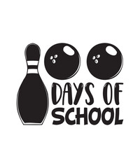 100 Days of School Graphics Design with Bowling vector
