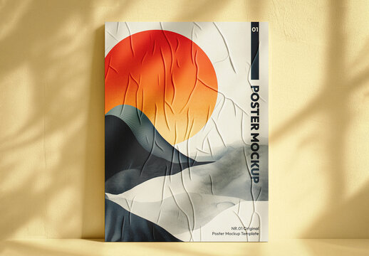 Vertical Wrinkled Poster Mockup