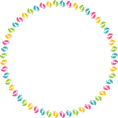Children's Colorful Footprints. Border, frame.
