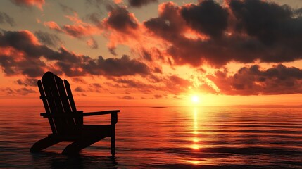 Obraz premium Sunset ocean chair solitude seascape calm relaxation