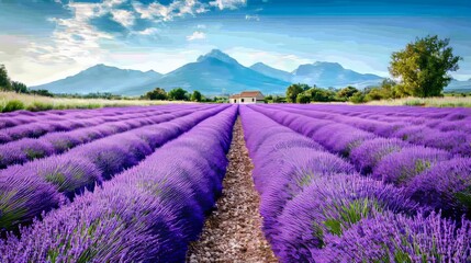 Obraz premium Serene Lavender Fields in Provence, France