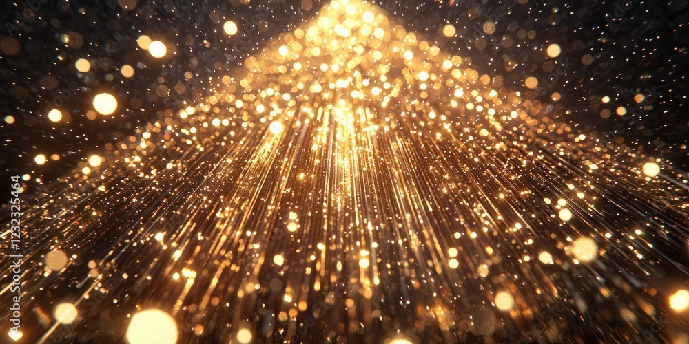 Poster radiant golden light particles creating sparkling atmosphere in abstract background
