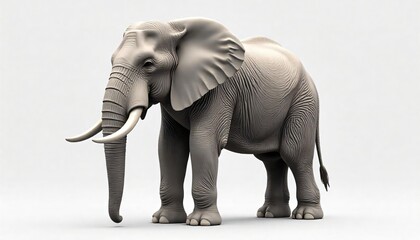Obraz premium Majestic African Elephant Detailed 3D Render Wildlife Animal Gray Background