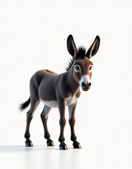 Obraz premium Playful Stylized Donkey Standing, Happy 3D Barnyard Creature Illustration 