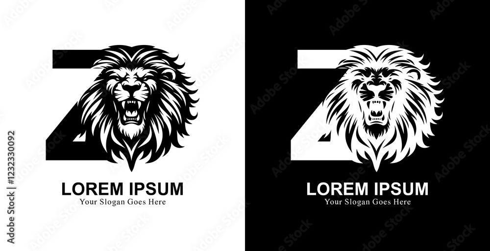 Fototapete the logo design is in the shape of a lion's head with a front view combined with the letter z