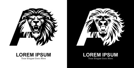 The logo design is in the shape of a lion's head with a front view combined with the letter A