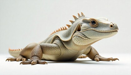 Fototapeta premium Detailed Close Up of a Realistic Lizard Sculpture Reptile Model Intricate Scales Animal Figurine