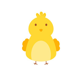 Simple cartoon Easter chick isolated on white background. Funny adorable baby chicken vector clipart. Cute little farm animal