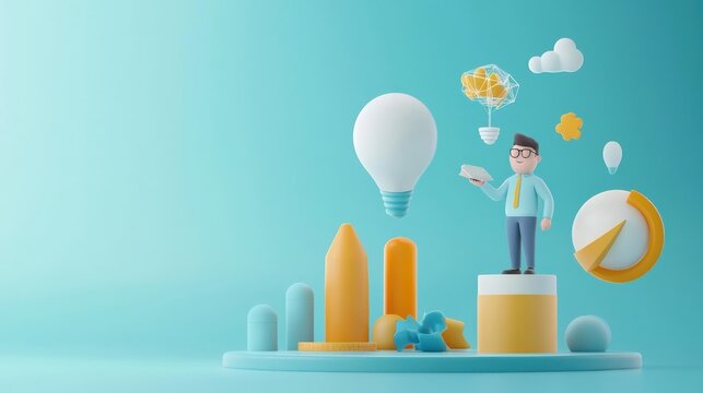 A tech entrepreneur presenting a pitch with holographic visuals.