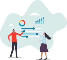 Naklejka premium Control panel or slider for marketing campaign optimization, SEO or online service customization,business concept.flat character.