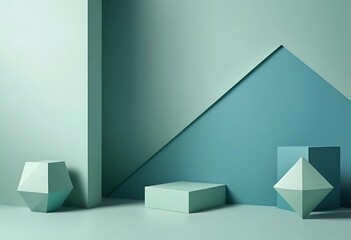 Abstract Geometric Shapes Minimalist Green Room Design