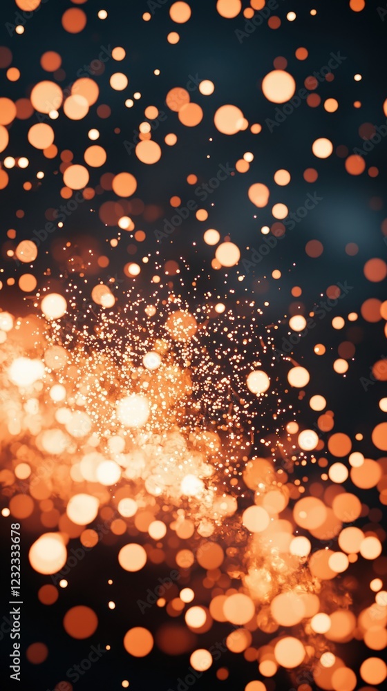 Poster abstract orange and gold bokeh light particles creating a dreamy background
