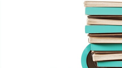 Vintage Vinyl Records Stacked in High-Quality Isolation