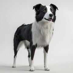 Fototapeta premium Adorable Black and White Border Collie Dog Portrait Studio Shot Pet Photography