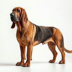 Obraz premium Majestic Bloodhound Dog Breed Studio Shot Full Body Canine Portrait