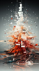 Red Color Christmas Tree- Was Made By A Coding Program 