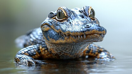 Obraz premium Close up of a Juvenile Alligator in Water Detailed Texture and Reptile Skin