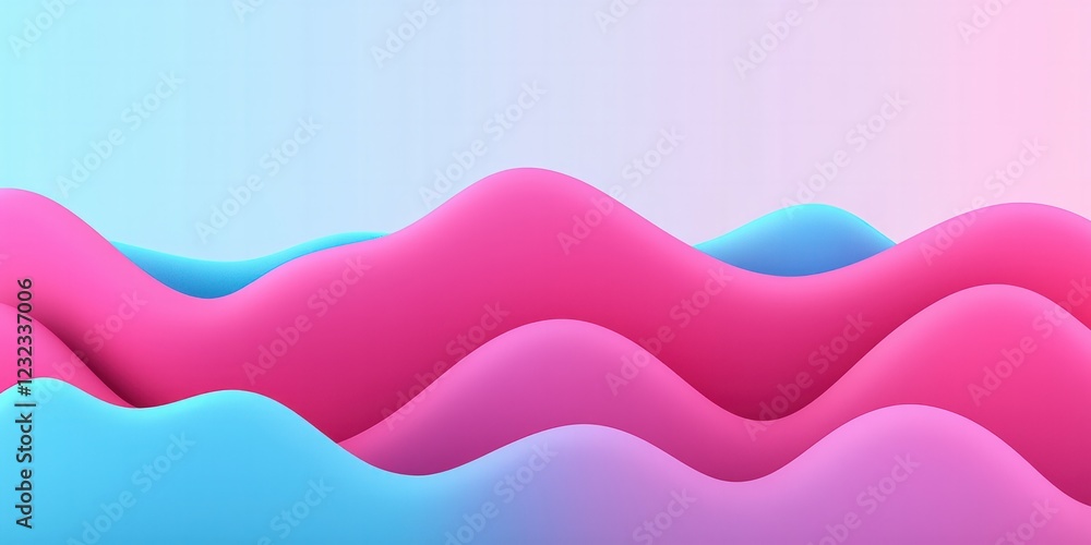 Poster abstract colorful gradient waves in soft pink and blue tones creating a dreamy background
