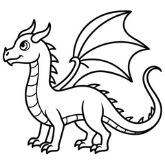 black and white cartoon illustration of a dragon