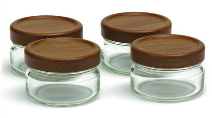 Eco-Friendly Minimalist Kitchen Storage Jars with Wooden Lids