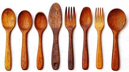 Eco-Friendly Minimalist Reusable Cutlery Collection in Natural Wood