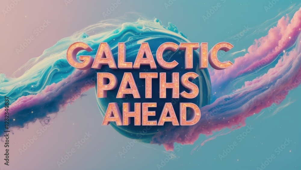 Poster cosmic journey with colorful swirls and galactic background vibes