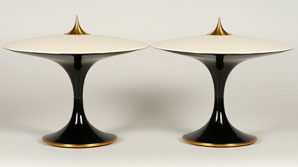 Minimalist Retro Table Lamps Isolated on Bright Background