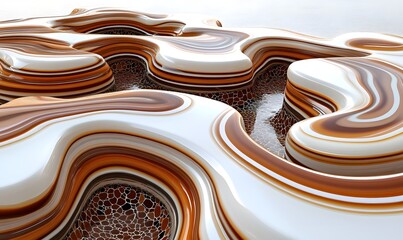 Abstract swirling landscape, 3D render, textured background, design element