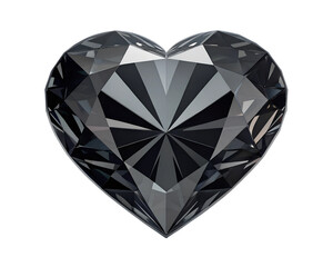 Fototapeta premium Faceted Black Diamond Heart Shape, Precious Gemstone, Luxury Jewelry, Sparkling Heart