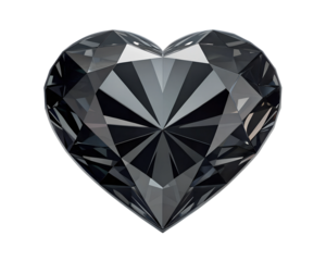 Faceted Black Diamond Heart Shape, Precious Gemstone, Luxury Jewelry, Sparkling Heart