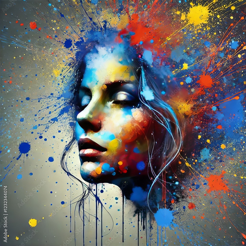 Poster paint splatter portraits use paint splatters to create dynamic a