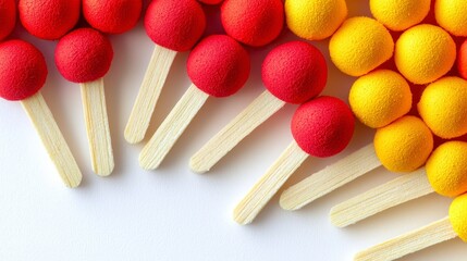 Vintage Minimalist Matchsticks in Bright Colors on Isolated Background