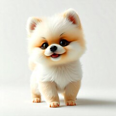 Adorable Pomeranian Puppy Fluffy White and Orange Dog Cute Pet Portrait