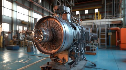 Fototapeta premium Industrial Turbine Engine in Factory Setting