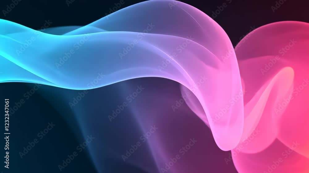Poster dynamic abstract background with moving neon particles flowing and flickering in a vibrant wave patt