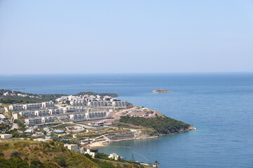 Fototapeta premium Turkish Aegean coast, picturesque landscapes of Turkey, greenery and sea, May 2023, 2