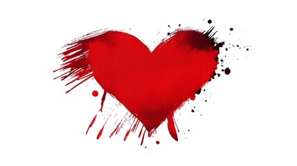 Obraz premium a watercolor red heart with artistic brush strokes, lovethemed design, soft texture, isolated on white background