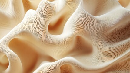 Abstract Beige Textile:  Sculptural Waves and Textured Fabric