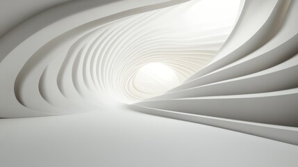 Naklejka premium Abstract White Architectural Design: Curving Walls and Light