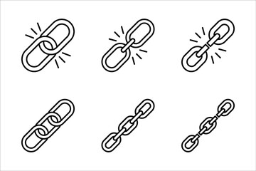 chain link icon set, isolated on white background.