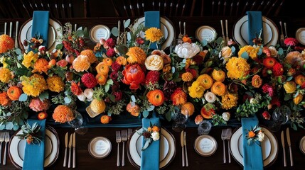 Fototapeta premium Autumnal Wedding Table Decor
