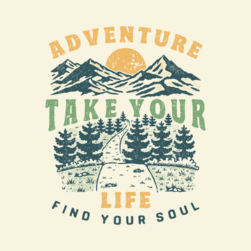 landscape illustration adventure graphic nature design road  badge forest vintage outdoor