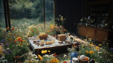 Picnic Amongst Wildflowers
