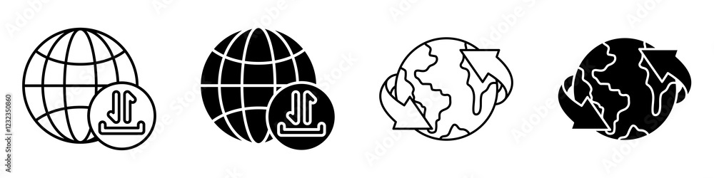 Wall mural import and export icon vectors for apps and web.