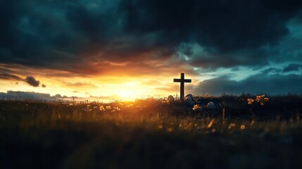 Obraz premium Easter Sunset Cross